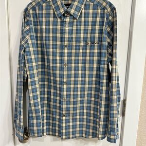 Orvis Blue Plaid Casual Button Down Shirt
